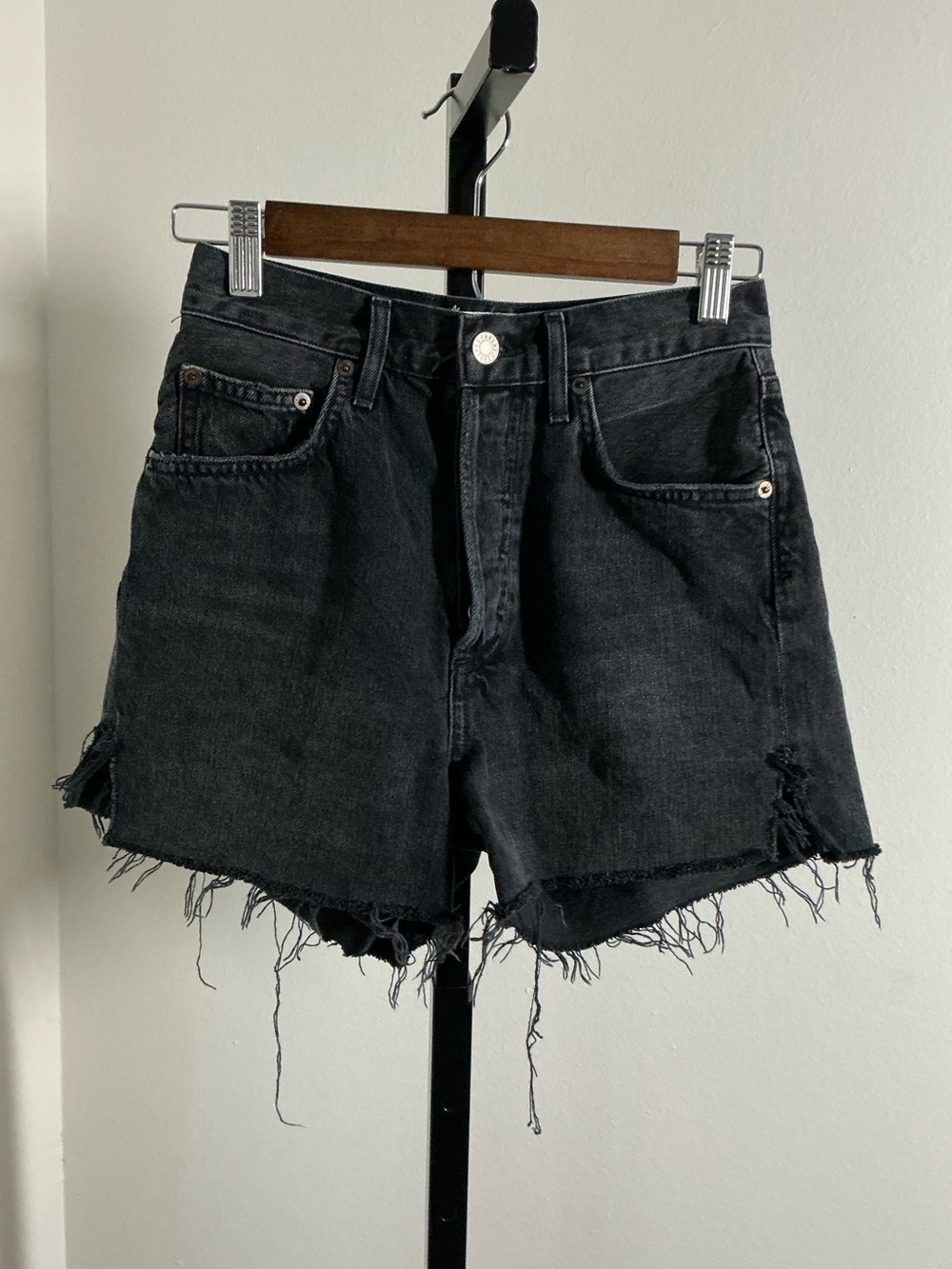 AGOLDE | 100% Cotton High Rise Denim Shorts